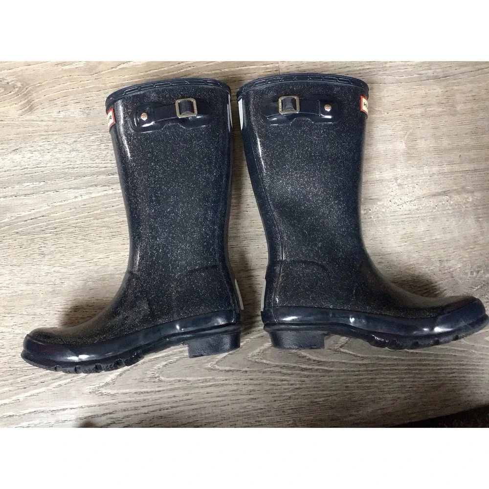 Hunter Kids Rain Boots Girls size 4 34 Original  Glitter Blue Youth Boot